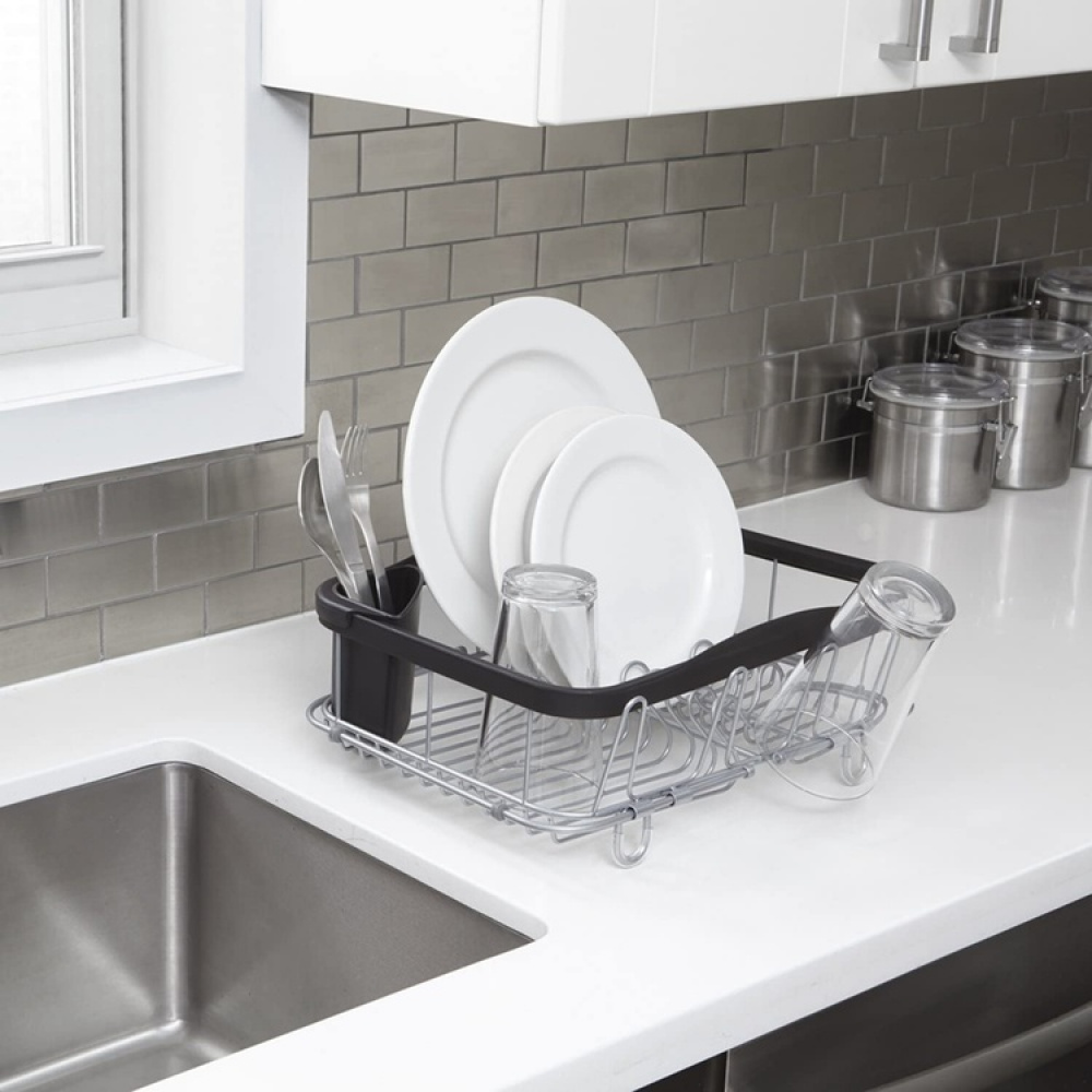 Dish Rack with extendable rails, SINKIN, MULTI-USE, 36,5 x 29 x H14 cm, Umbra, Black / silver in the group Storage / Kitchen storage at SmartaSaker.se (40452)