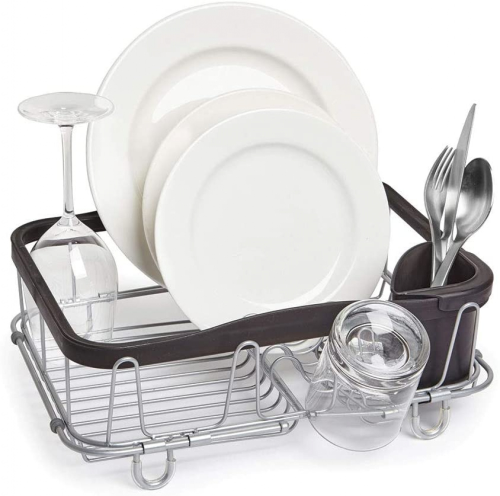 Dish Rack with extendable rails, SINKIN, MULTI-USE, 36,5 x 29 x H14 cm, Umbra, Black / silver in the group Storage / Kitchen storage / Dish racks and sink accessories at SmartaSaker.se (40452)