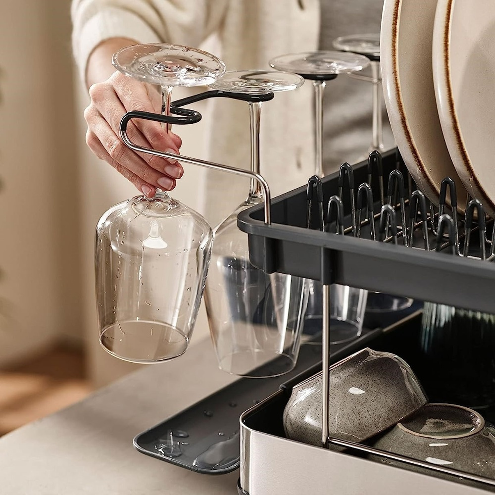 Dish Rack, EXCEL STEEL 2-TIER, 46,5 x 31,5 x H 32 cm, Joseph Joseph, Silver / Grey in the group Storage / Kitchen storage / Dish racks and sink accessories at SmartaSaker.se (40454)