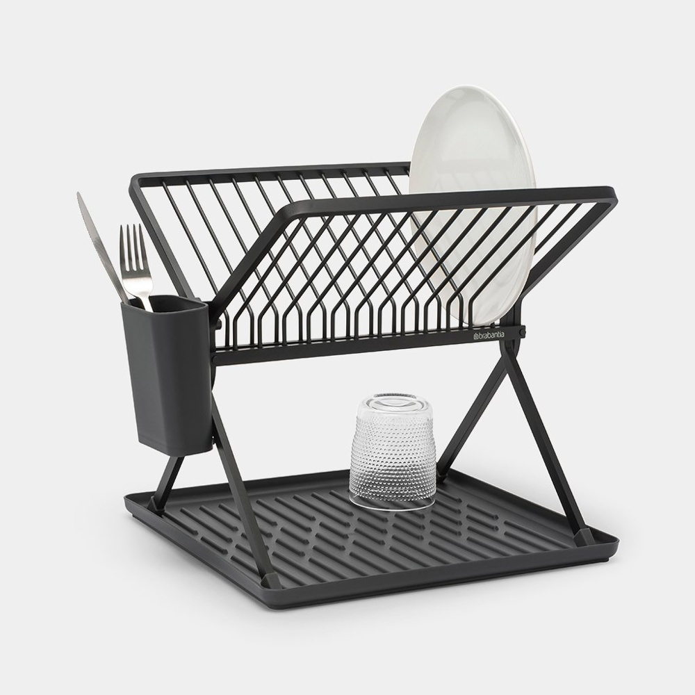 Dish Rack, BRABANTIA COMPACT FOLDABLE DISH RACK, 33 x 37 x H 31,5 cm, Dark Grey in the group Storage / Kitchen storage / Dish racks and sink accessories at SmartaSaker.se (40455)