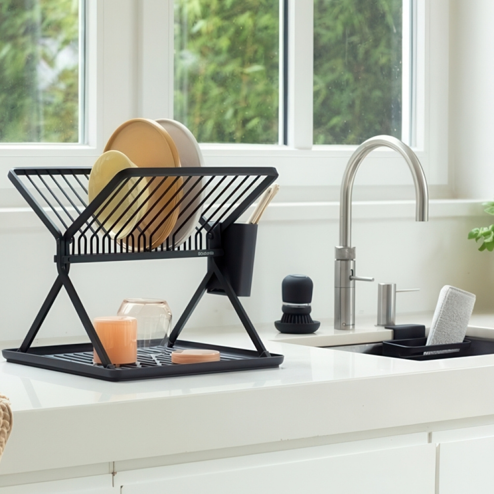 Dish Rack, BRABANTIA COMPACT FOLDABLE DISH RACK, 33 x 37 x H 31,5 cm, Dark Grey in the group Storage / Kitchen storage / Dish racks and sink accessories at SmartaSaker.se (40455)