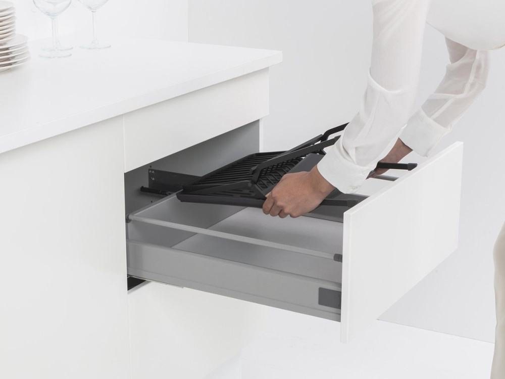 Dish Rack, BRABANTIA COMPACT FOLDABLE DISH RACK, 33 x 37 x H 31,5 cm, Dark Grey in the group Storage / Kitchen storage / Dish racks and sink accessories at SmartaSaker.se (40455)