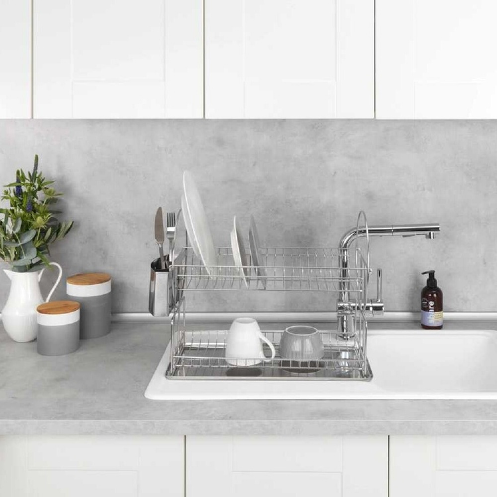 Dish Rack, 2 levels, cutlery basket, EXCLUSIVE DUO, 45 x 23 x H36 cm, stainless steel in the group Storage / Kitchen storage / Dish racks and sink accessories at SmartaSaker.se (40462)