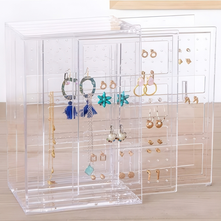 Display för 120 par örhängen, ARTEAGA LARGE BOX, 14 x15,5 x H 23,5 cm, Klar in the group Storage / Bedroom storage / Jewelry storage at SmartaSaker.se (40471)