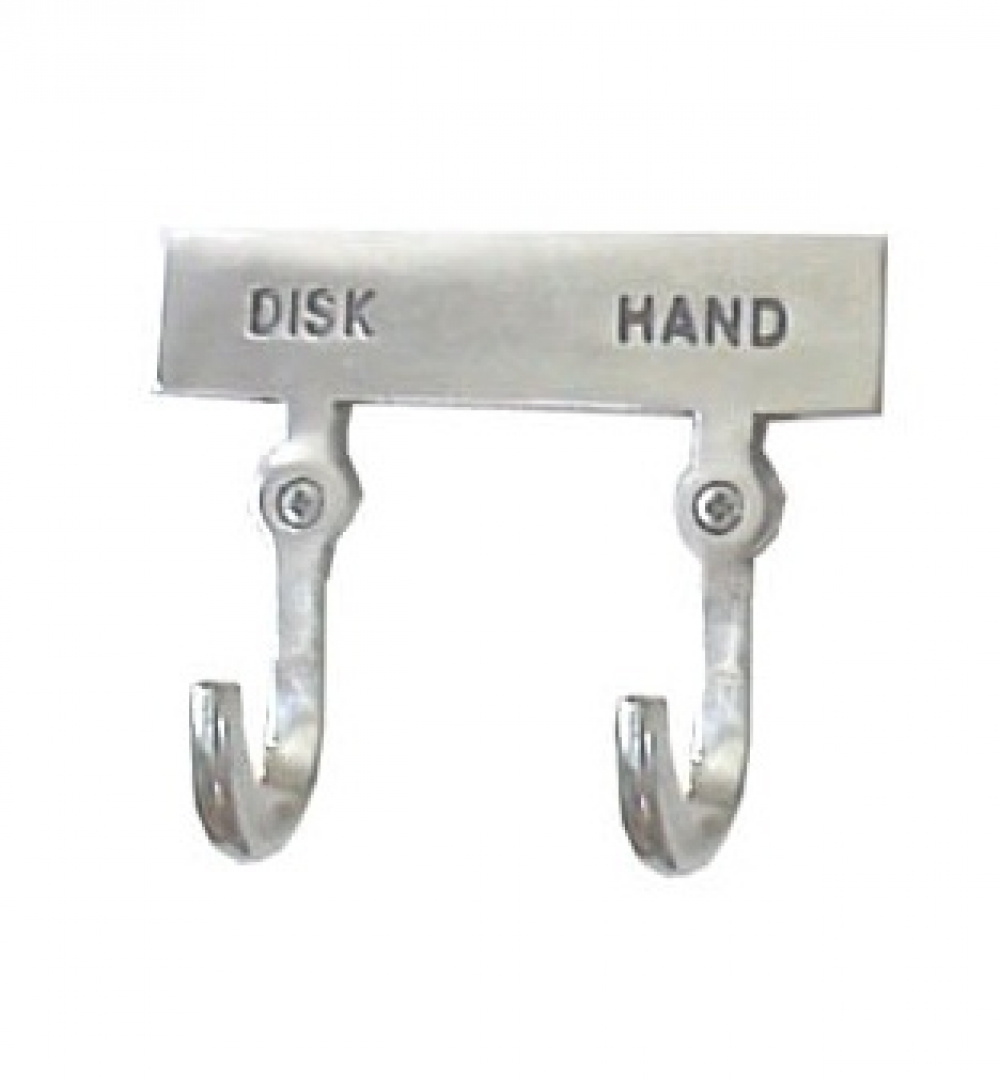 Double hook with sign, DISK & HAND, Exmez, Sand-cast aluminum in the group Storage / Magnets and adhesives / Signs and labels at SmartaSaker.se (40479)