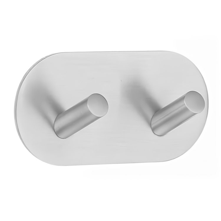 Double hook, Self-adhesive, Round, BESLAGSBODEN, 9,6 x H 4,8 cm, Brushed stainless steel in the group Storage / Magnets and adhesives / Self-adhesive hooks at SmartaSaker.se (40506)