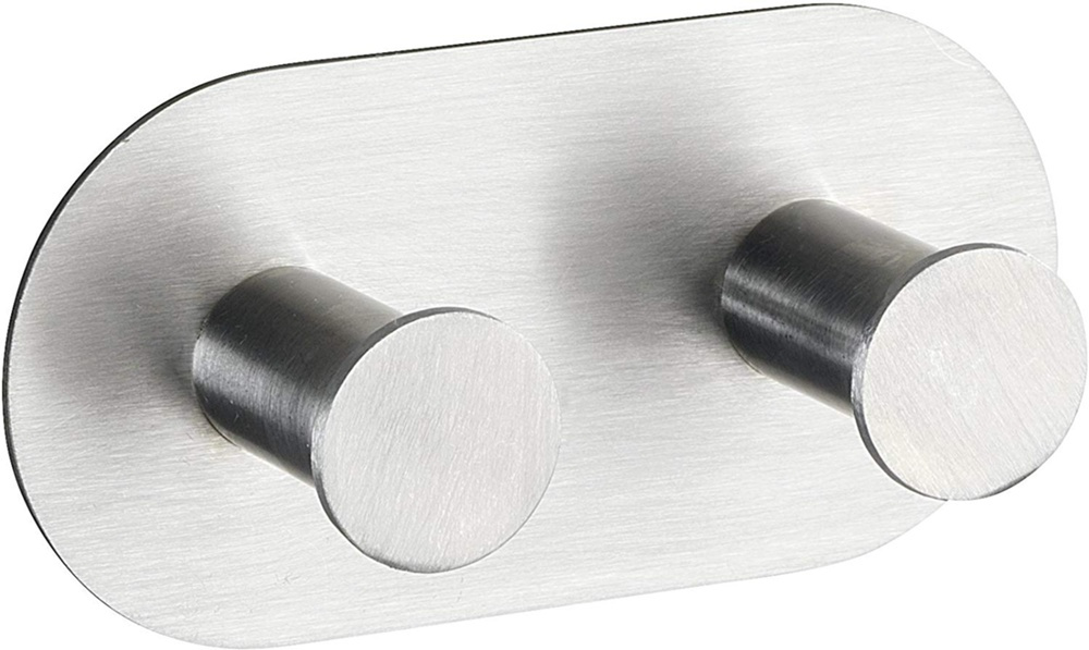 Wall hook, Self-adhesive, Round, CELANO DUO, 10 x 5 cm, Matt Stainless steel in the group Storage / Magnets and adhesives / Self-adhesive hooks at SmartaSaker.se (40508)