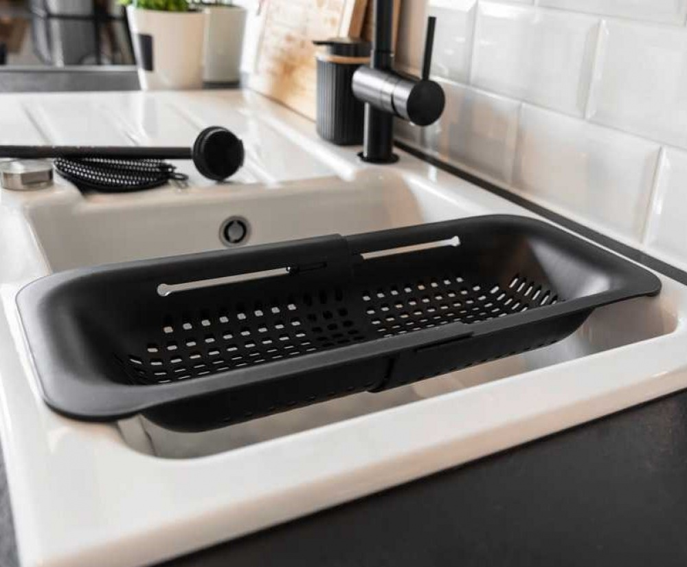 Colander , Over Sink, OUTDOOR COLANDER, 36,5 ~ 50 x 20x H 7 cm, Black in the group Storage / Kitchen storage / Dish racks and sink accessories at SmartaSaker.se (40514)