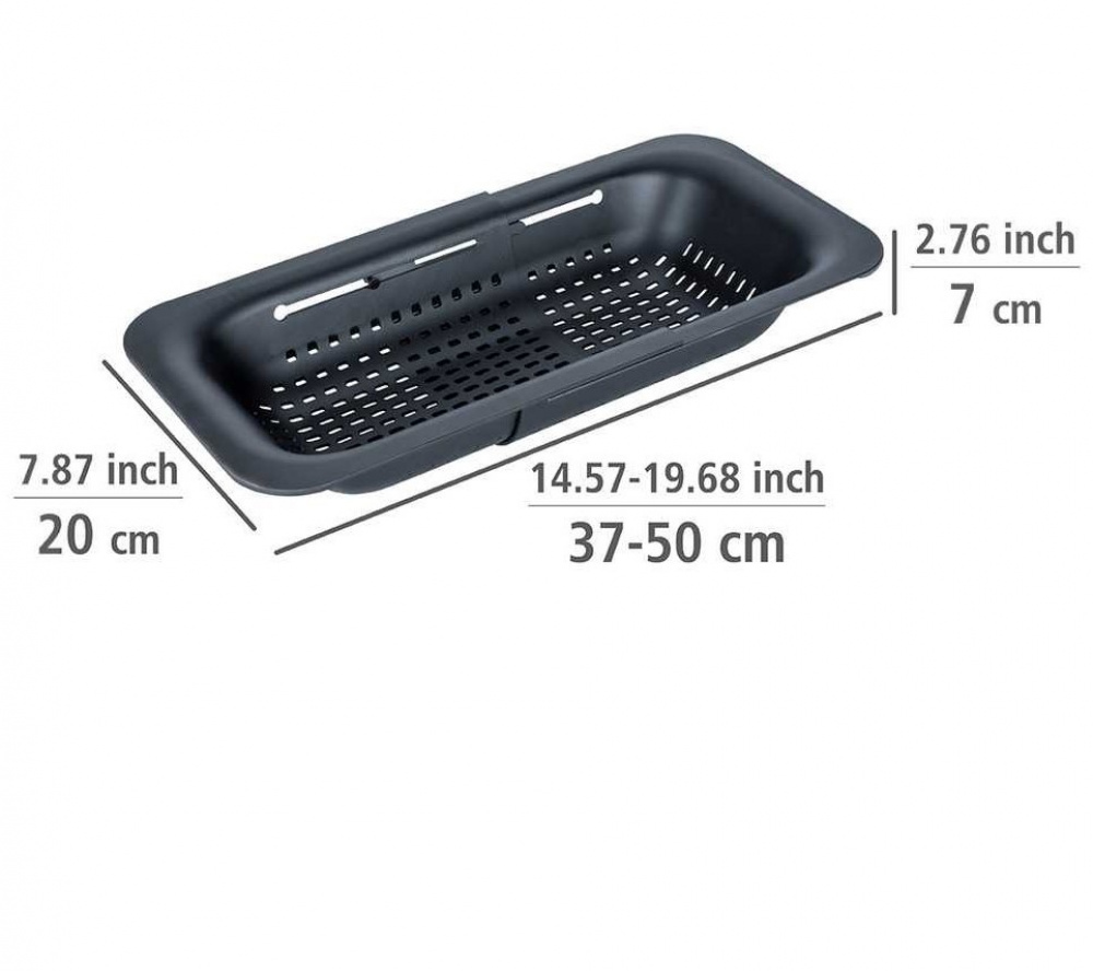 Colander , Over Sink, OUTDOOR COLANDER, 36,5 ~ 50 x 20x H 7 cm, Black in the group Storage / Kitchen storage / Dish racks and sink accessories at SmartaSaker.se (40514)