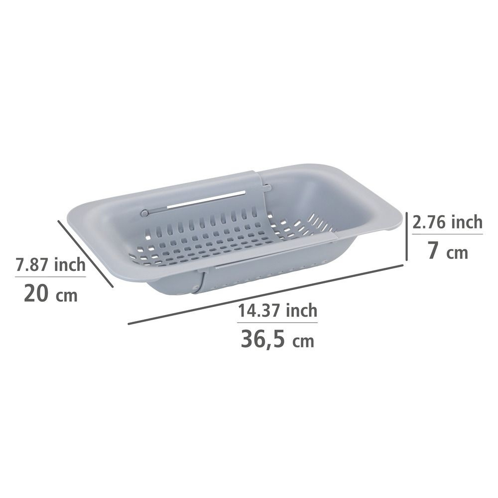 Colander , Over Sink, GREY COLANDER, 36,5 ~ 50 x 20 x H 7 cm, Light Grey in the group Storage / Kitchen storage / Dish racks and sink accessories at SmartaSaker.se (40515)