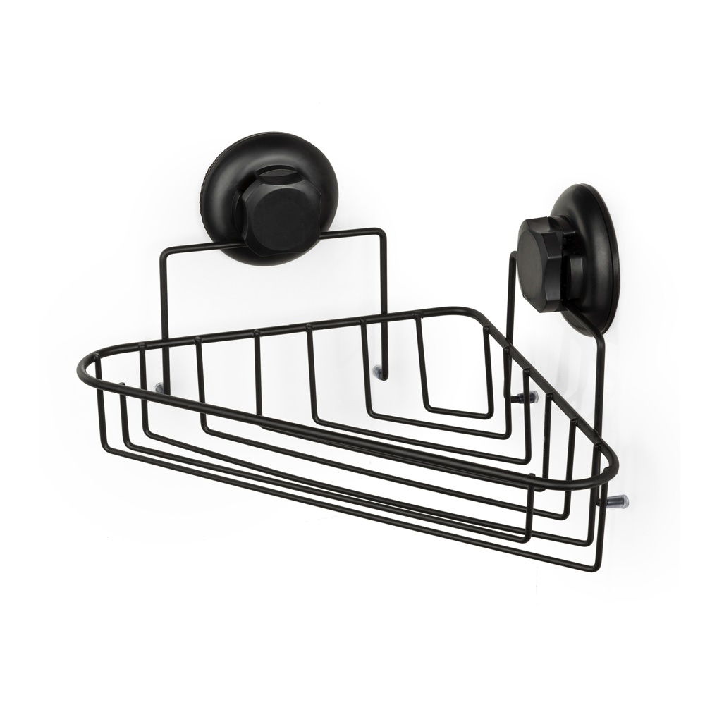 Corner Shower Basket with suction cup, BESTLOCK, 23,8 x 23,8 x H12,8 cm, Black in the group Storage / Bathroom storage / Bath and shower caddies at SmartaSaker.se (40518)