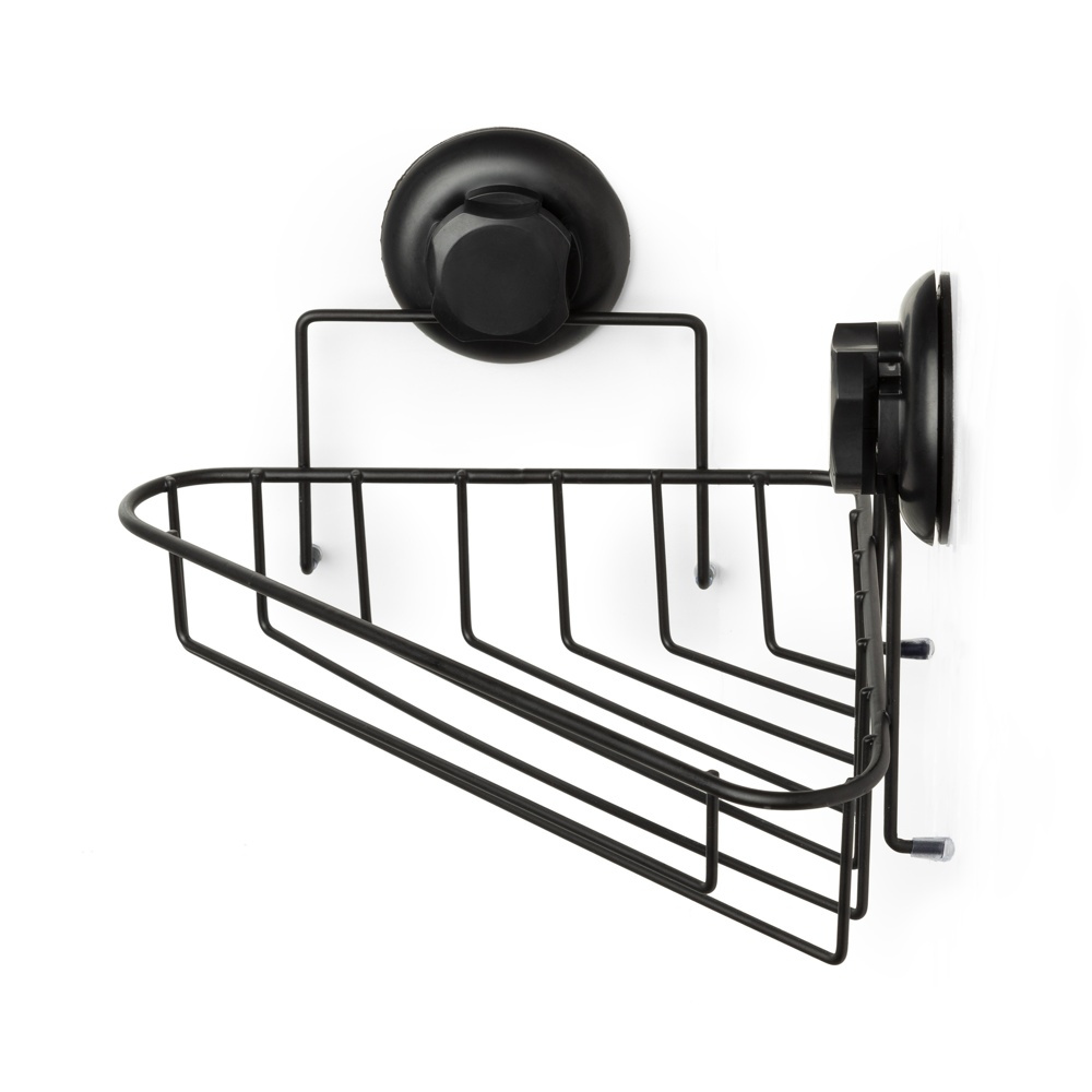 Corner Shower Basket with suction cup, BESTLOCK, 23,8 x 23,8 x H12,8 cm, Black in the group Storage / Bathroom storage / Bath and shower caddies at SmartaSaker.se (40518)