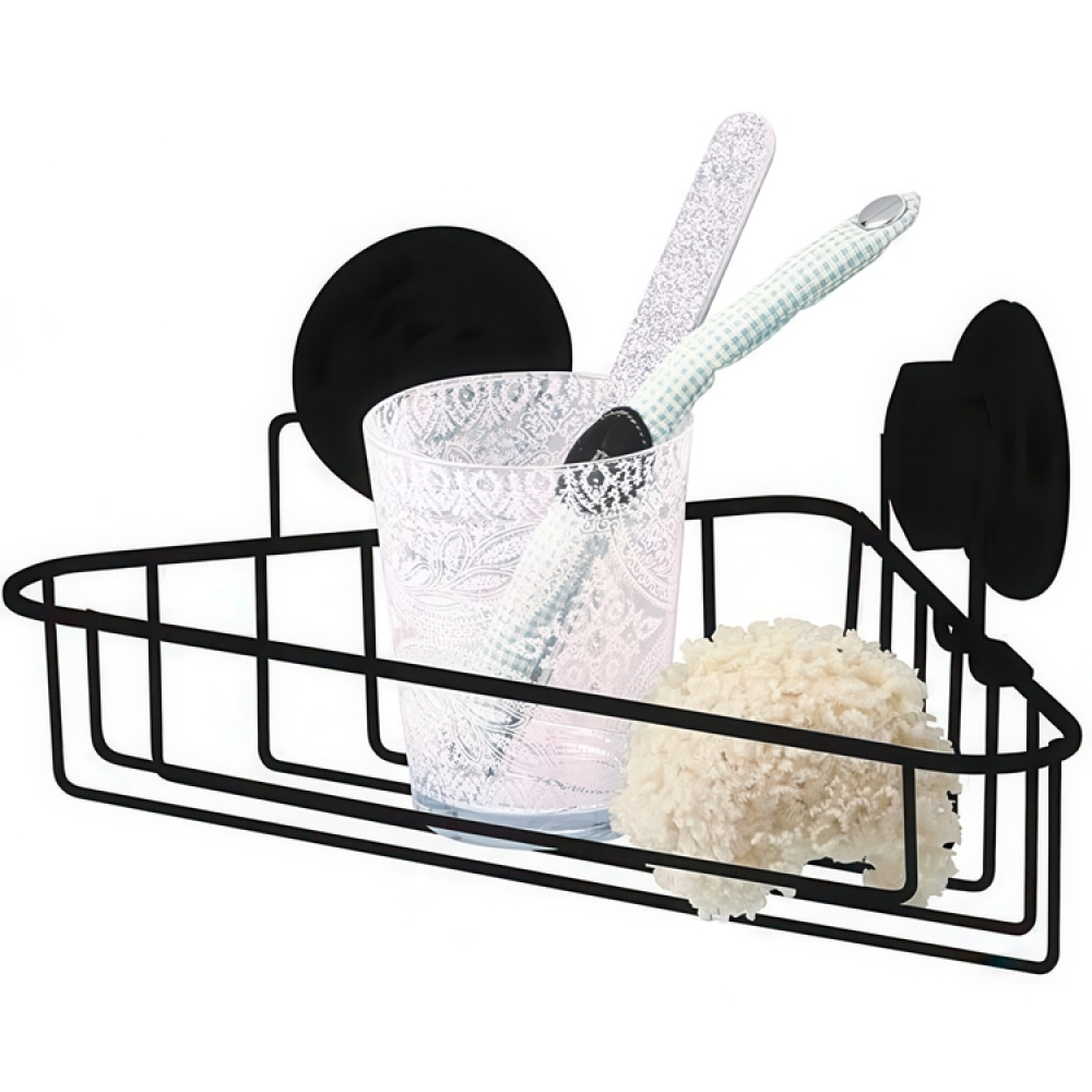 Corner Shower Basket with suction cup, BESTLOCK, 23,8 x 23,8 x H12,8 cm, Black in the group Storage / Bathroom storage / Bath and shower caddies at SmartaSaker.se (40518)