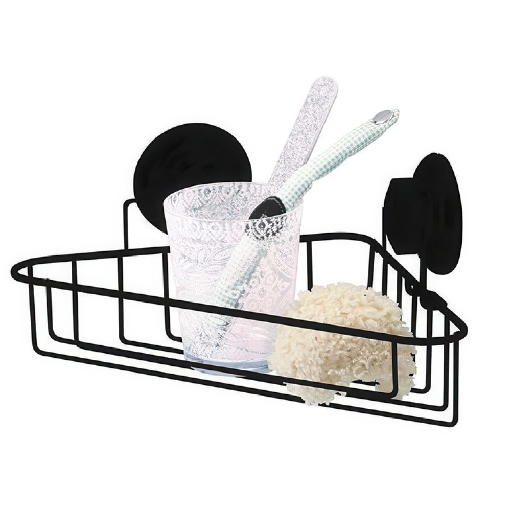 Corner Shower Basket with suction cup, BESTLOCK, 23,8 x 23,8 x H12,8 cm, Black in the group Storage / Bathroom storage / Bath and shower caddies at SmartaSaker.se (40518)