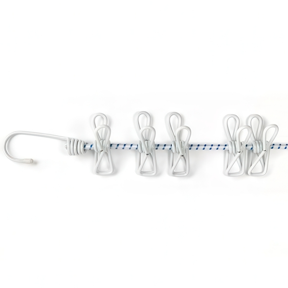 Universal elastic rope, 10 clips, FLEXX, 140 - 250 cm, White in the group Storage / Laundry and care / Drying racks at SmartaSaker.se (40537)
