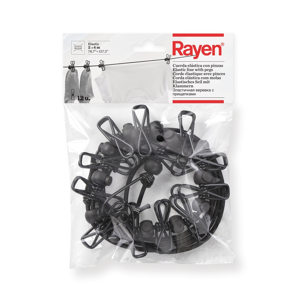 Universal elastic cord, 12 clips, ELASTICA, 2 - 4 m, Black in the group Storage / Laundry and care / Drying racks at SmartaSaker.se (40538)