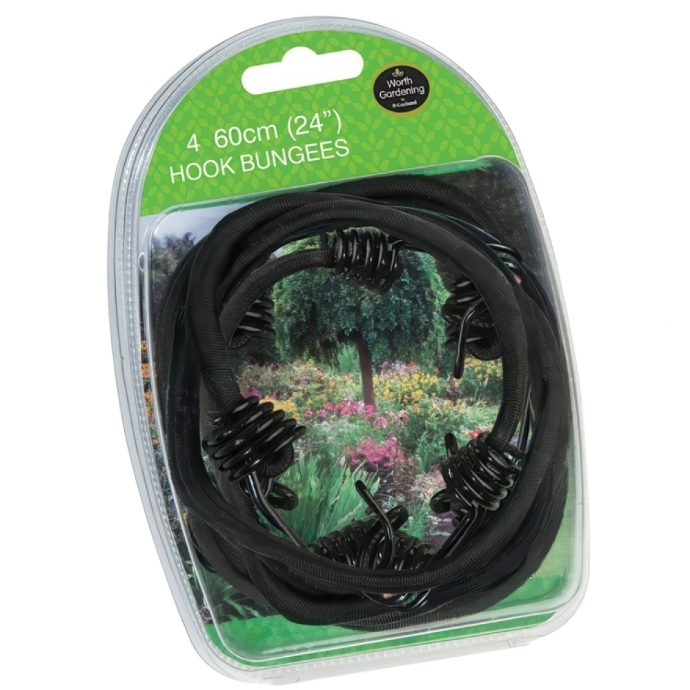 Stretch Packing straps with hooks, Set of 4, HOOK BUNGEES, 60 cm, Black in the group Storage / Storage room and garage at SmartaSaker.se (40540)