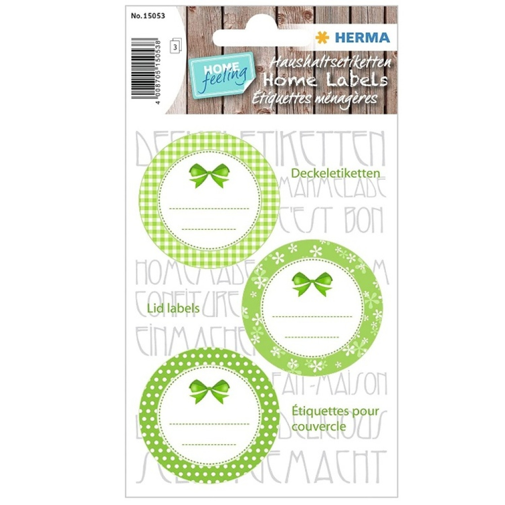 Kitchen Labels for Lids, 9 psc, HERMA LID LABELS, Ø 4,4 cm, Green in the group Storage at SmartaSaker.se (40553)
