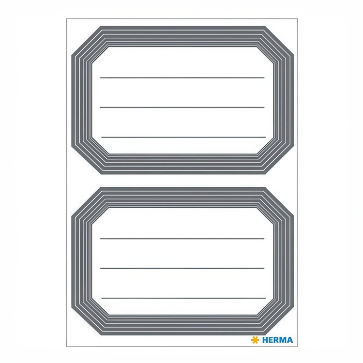 Labels, Self-adhesive, 12 psc, GREY LINED FRAME LARGE, 82 x 55 mm, White / Grey in the group Storage / Magnets and adhesives / Signs and labels at SmartaSaker.se (40555)