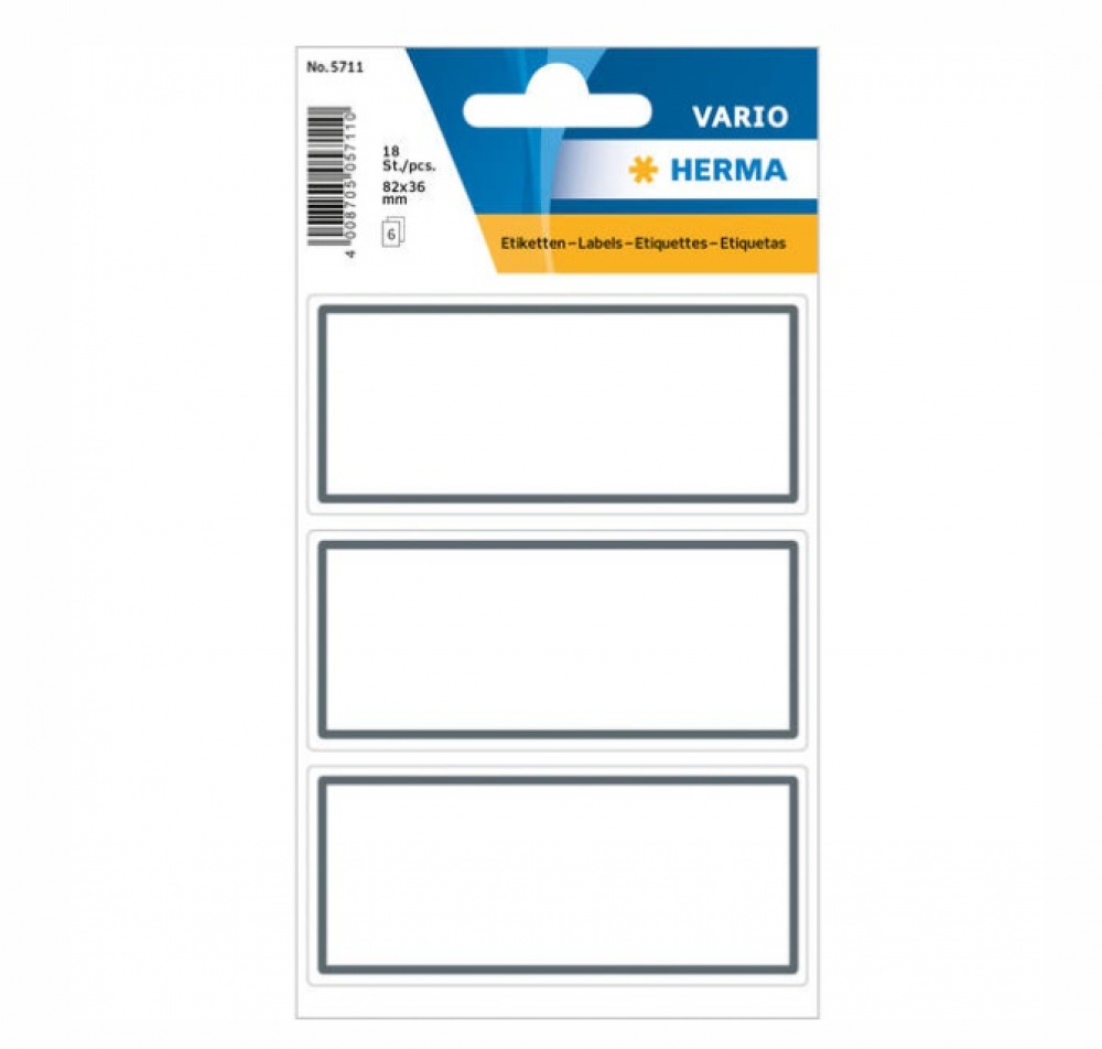 Labels, Self-adhesive, 18 psc, GREY FRAME MEDIUM, 82 x 36 mm, White / Grey in the group Storage / Magnets and adhesives / Signs and labels at SmartaSaker.se (40556)