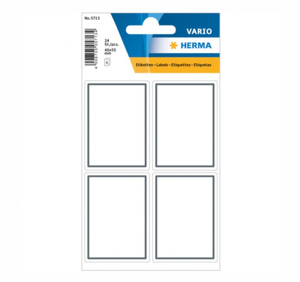 Labels, Self-adhesive, 24 psc, GREY FRAME SMALL, 40 x 55 mm, White / Grey in the group Storage / Magnets and adhesives / Signs and labels at SmartaSaker.se (40557)