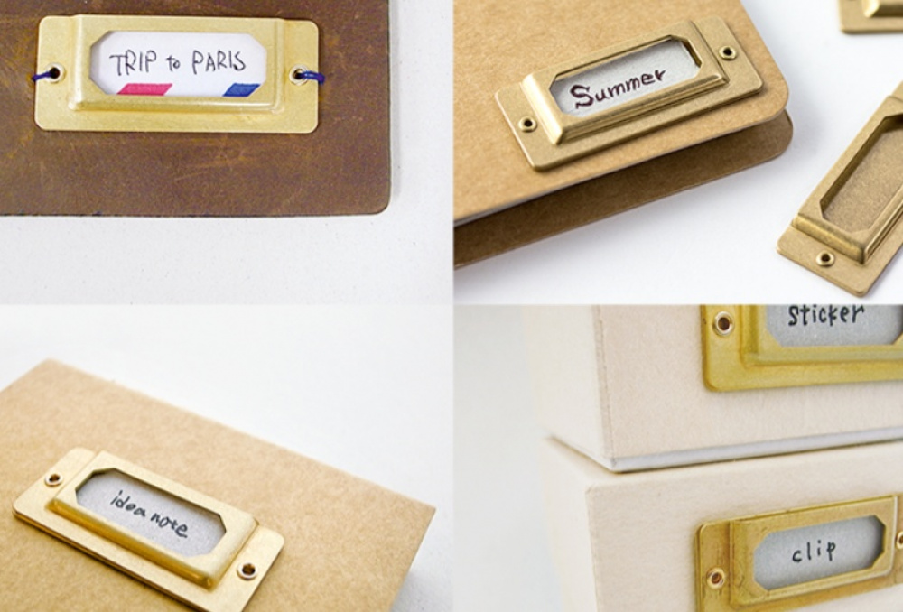 Label holders, Set of 6, TRC LABEL PLATES, 4,4 x H 1,8 cm, Brass in the group Storage / Magnets and adhesives / Signs and labels at SmartaSaker.se (40559)