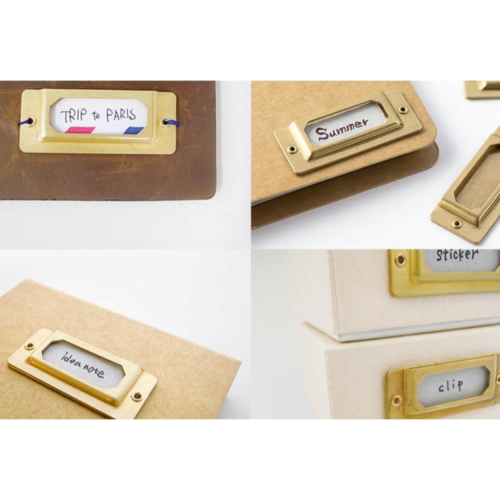 Label holders, Set of 6, TRC LABEL PLATES, 4,4 x H 1,8 cm, Brass in the group Storage / Magnets and adhesives / Signs and labels at SmartaSaker.se (40559)