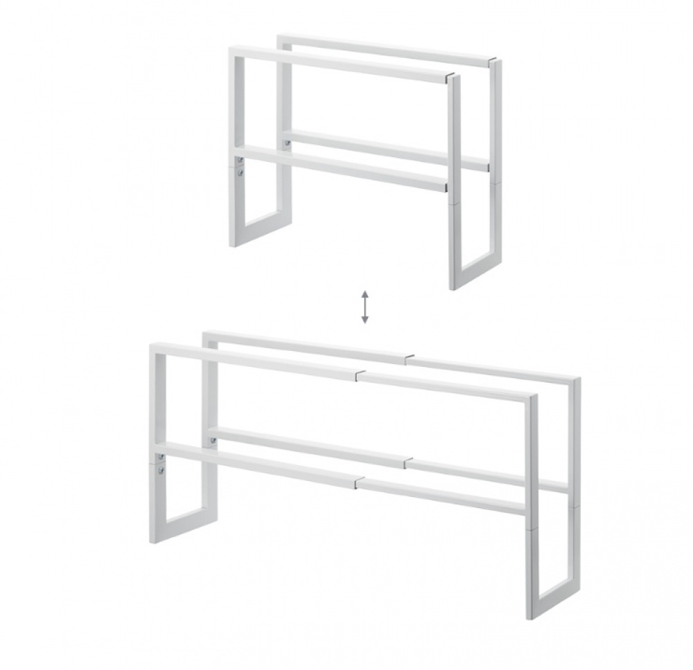 Expandable Shoe Rack in Metal, LINE 2-TIERED, 38 ~ 70 x 15 x H 30 cm, Yamazaki, White in the group Storage / Hallway storage / Shoe racks at SmartaSaker.se (40562)