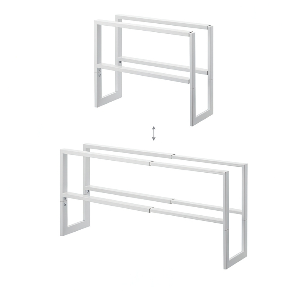 Expandable Shoe Rack in Metal, LINE 2-TIERED, 38 ~ 70 x 15 x H 30 cm, Yamazaki, White in the group Storage / Hallway storage / Shoe racks at SmartaSaker.se (40562)