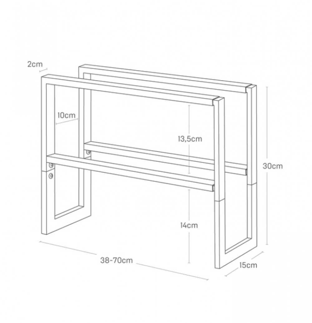Expandable Shoe Rack in Metal, LINE 2-TIERED, 38 ~ 70 x 15 x H 30 cm, Yamazaki, White in the group Storage / Hallway storage / Shoe racks at SmartaSaker.se (40562)