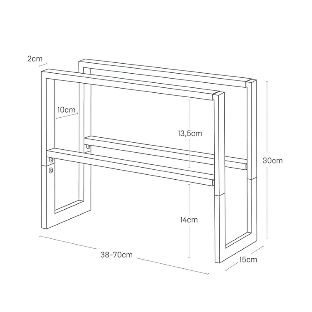 Expandable Shoe Rack in Metal, LINE 2-TIERED, 38 ~ 70 x 15 x H 30 cm, Yamazaki, White in the group Storage / Hallway storage / Shoe racks at SmartaSaker.se (40562)