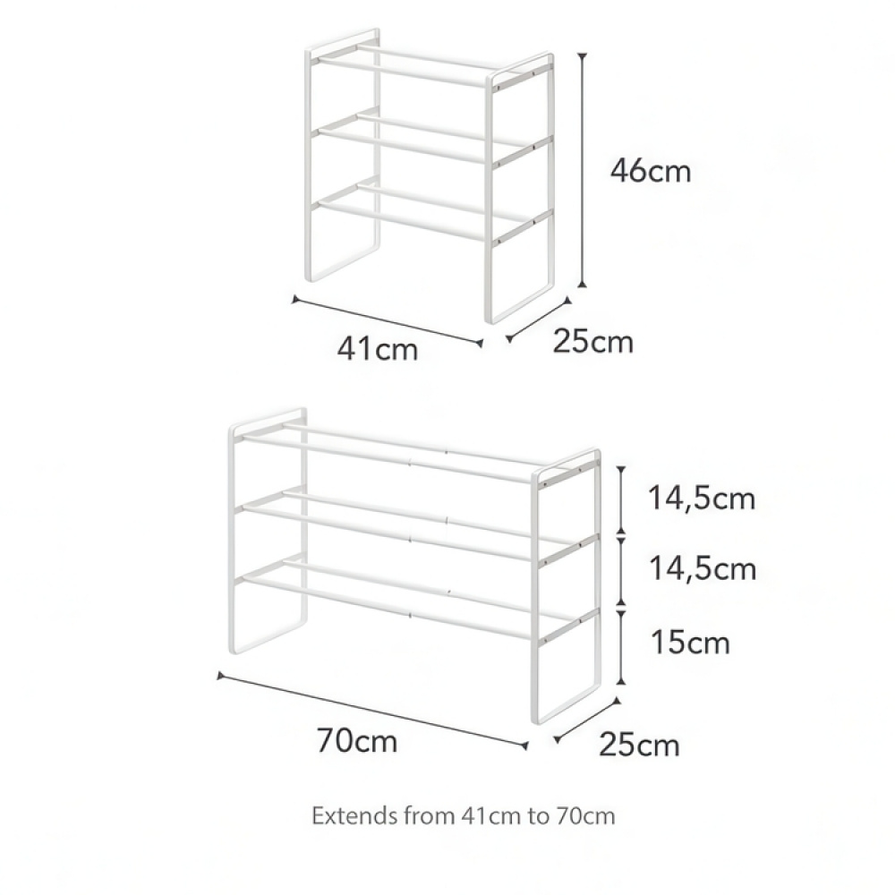 Expandable Shoe Rack in Metal, Stackable, FRAME 3-TIERED, Yamazaki, Black in the group Storage / Hallway storage / Shoe racks at SmartaSaker.se (40563)