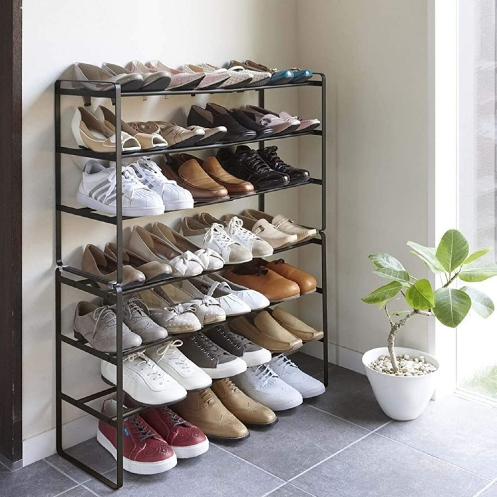 Expandable Shoe Rack in Metal, Stackable, FRAME 3-TIERED, Yamazaki, Black in the group Storage / Hallway storage / Shoe racks at SmartaSaker.se (40563)