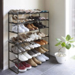 Expandable Shoe Rack in Metal, Stackable, FRAME 3-TIERED, Yamazaki, Black Expandable Shoe Rack in Metal, Stackable, FRAME 3-TIERED, Yamazaki, Black