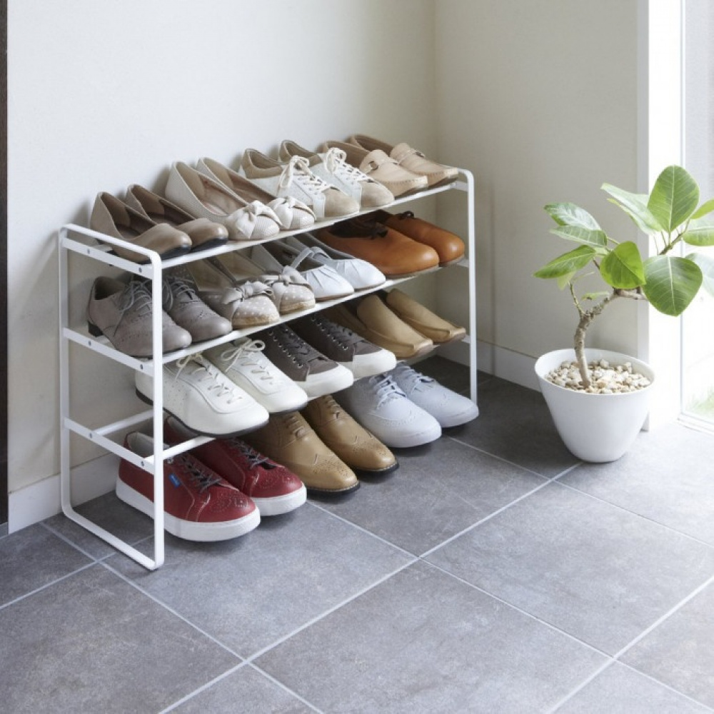 Expandable Shoe Rack in Metal, Stackable, FRAME 3-TIERED, Yamazaki, White in the group Storage / Hallway storage / Shoe racks at SmartaSaker.se (40564)