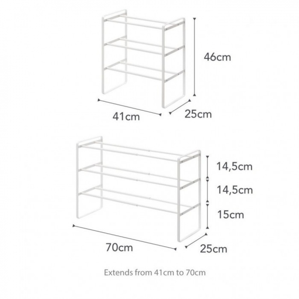 Expandable Shoe Rack in Metal, Stackable, FRAME 3-TIERED, Yamazaki, White in the group Storage / Hallway storage / Shoe racks at SmartaSaker.se (40564)
