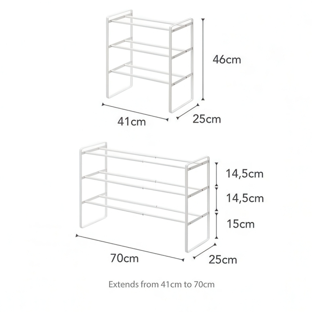 Expandable Shoe Rack in Metal, Stackable, FRAME 3-TIERED, Yamazaki, White in the group Storage / Hallway storage / Shoe racks at SmartaSaker.se (40564)
