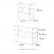 Expandable Shoe Rack in Metal, Stackable, FRAME 3-TIERED, Yamazaki, White Expandable Shoe Rack in Metal, Stackable, FRAME 3-TIERED, Yamazaki, White
