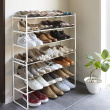 Expandable Shoe Rack in Metal, Stackable, FRAME 3-TIERED, Yamazaki, White Expandable Shoe Rack in Metal, Stackable, FRAME 3-TIERED, Yamazaki, White