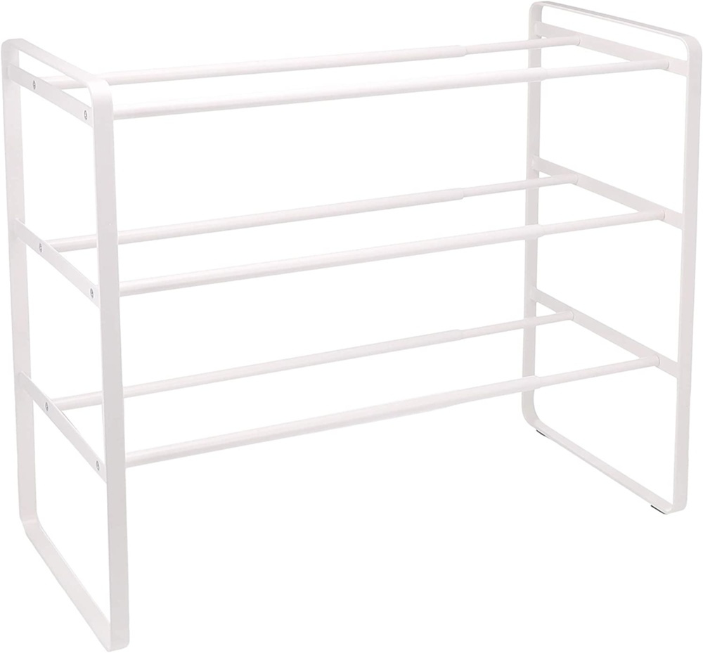 Expandable Shoe Rack in Metal, Stackable, FRAME 3-TIERED, Yamazaki, White in the group Storage / Hallway storage / Shoe racks at SmartaSaker.se (40564)