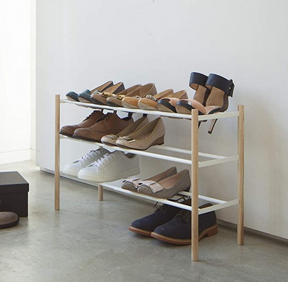 Expandable Shoe Rack, PLAIN 3-TIERED, Yamazaki, White / Nature in the group Storage / Hallway storage / Shoe racks at SmartaSaker.se (40567)