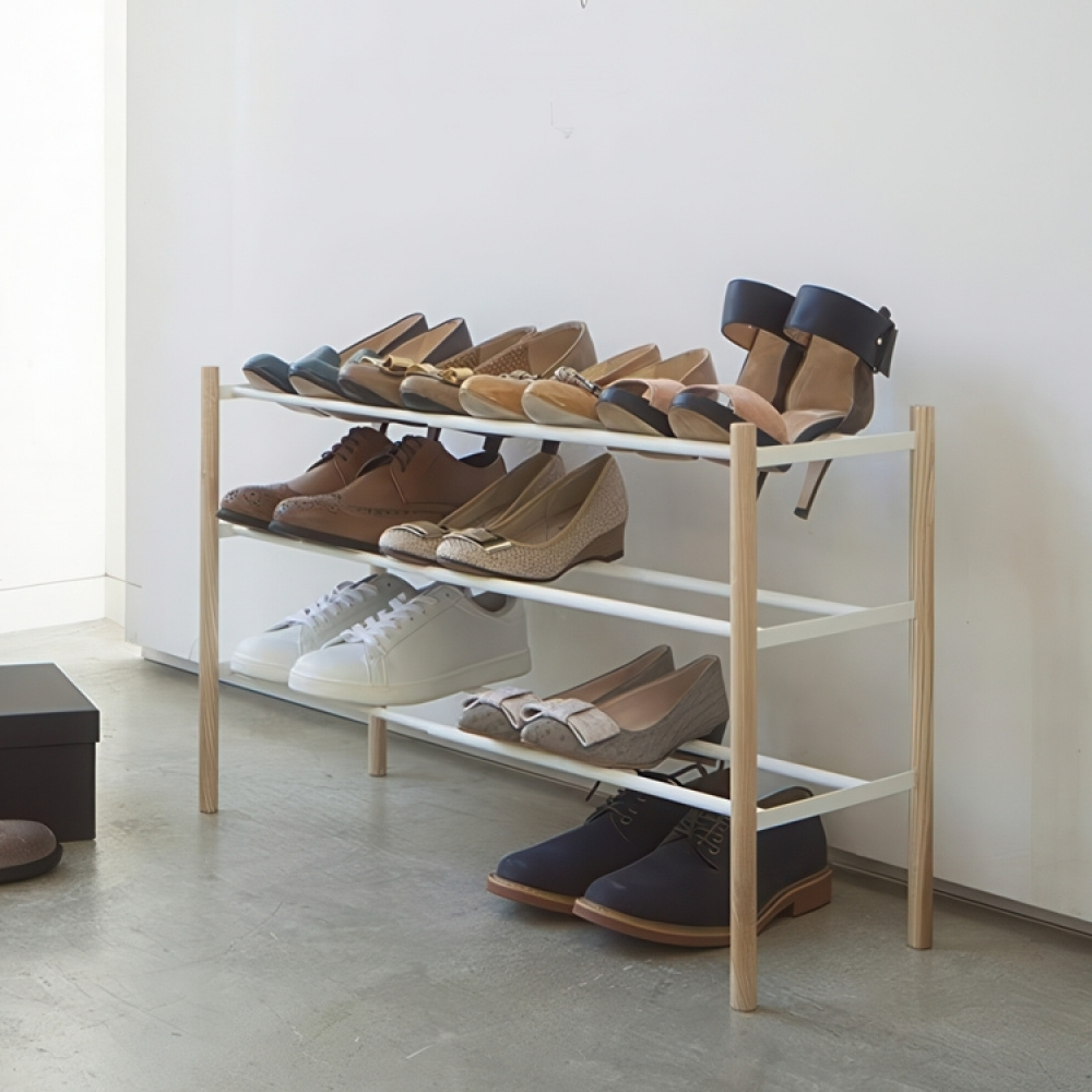 Expandable Shoe Rack, PLAIN 3-TIERED, Yamazaki, White / Nature in the group Storage / Hallway storage / Shoe racks at SmartaSaker.se (40567)