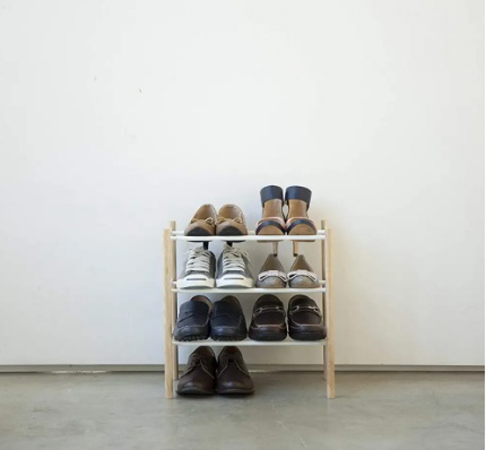 Expandable Shoe Rack, PLAIN 3-TIERED, Yamazaki, White / Nature in the group Storage / Hallway storage / Shoe racks at SmartaSaker.se (40567)