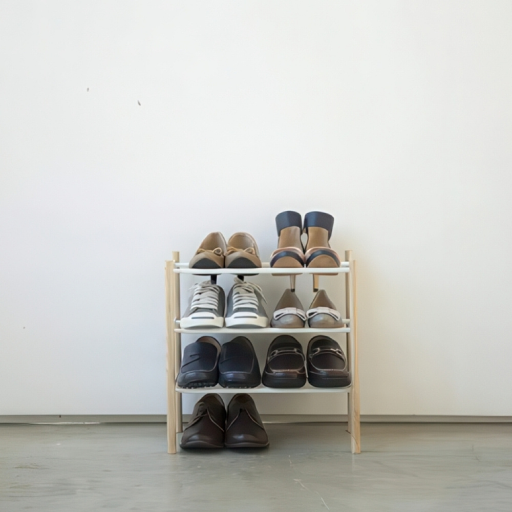 Expandable Shoe Rack, PLAIN 3-TIERED, Yamazaki, White / Nature in the group Storage / Hallway storage / Shoe racks at SmartaSaker.se (40567)