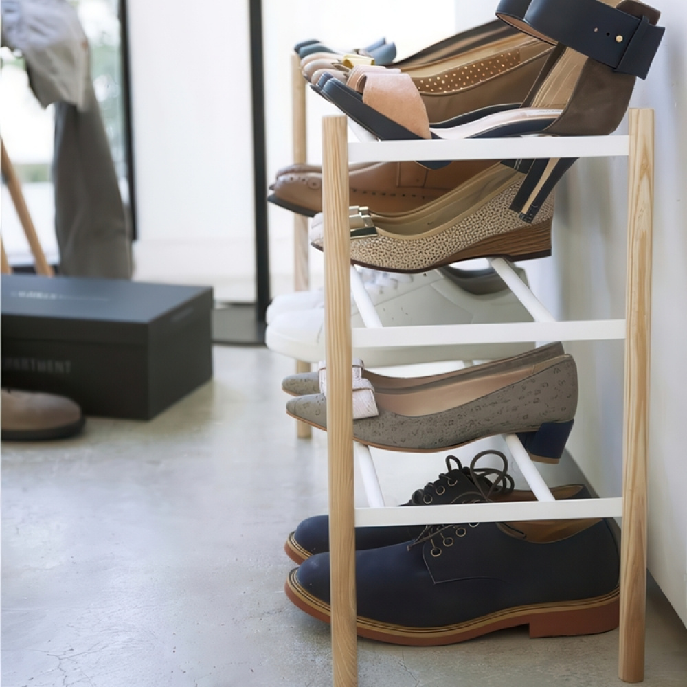 Expandable Shoe Rack, PLAIN 3-TIERED, Yamazaki, White / Nature in the group Storage / Hallway storage / Shoe racks at SmartaSaker.se (40567)