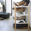 Expandable Shoe Rack, PLAIN 3-TIERED, Yamazaki, White / Nature Expandable Shoe Rack, PLAIN 3-TIERED, Yamazaki, White / Nature