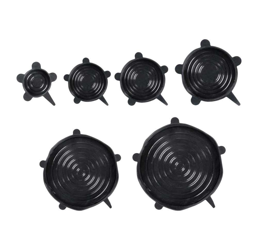 Expandable, airtight lids, Set of 6, SILICONE STRETCH TOPS, Black in the group Storage / Kitchen storage at SmartaSaker.se (40571)