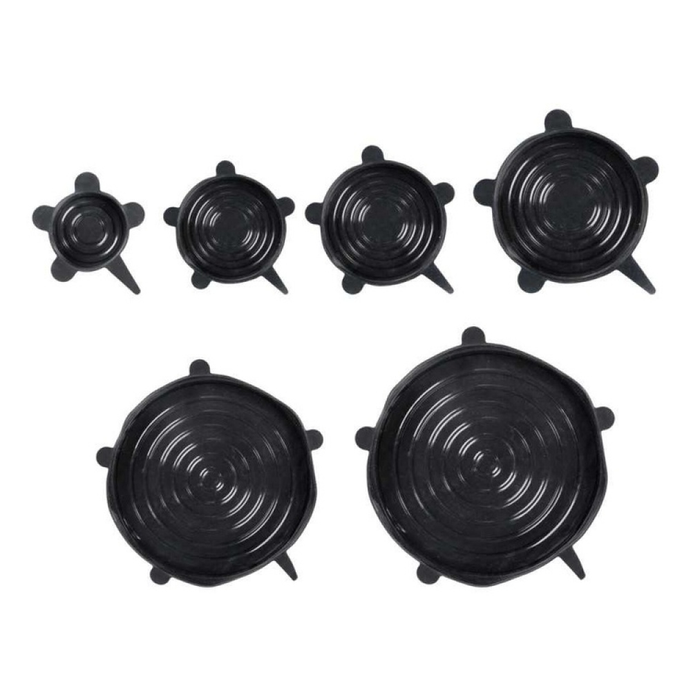 Expandable, airtight lids, Set of 6, SILICONE STRETCH TOPS, Black in the group Storage / Kitchen storage at SmartaSaker.se (40571)