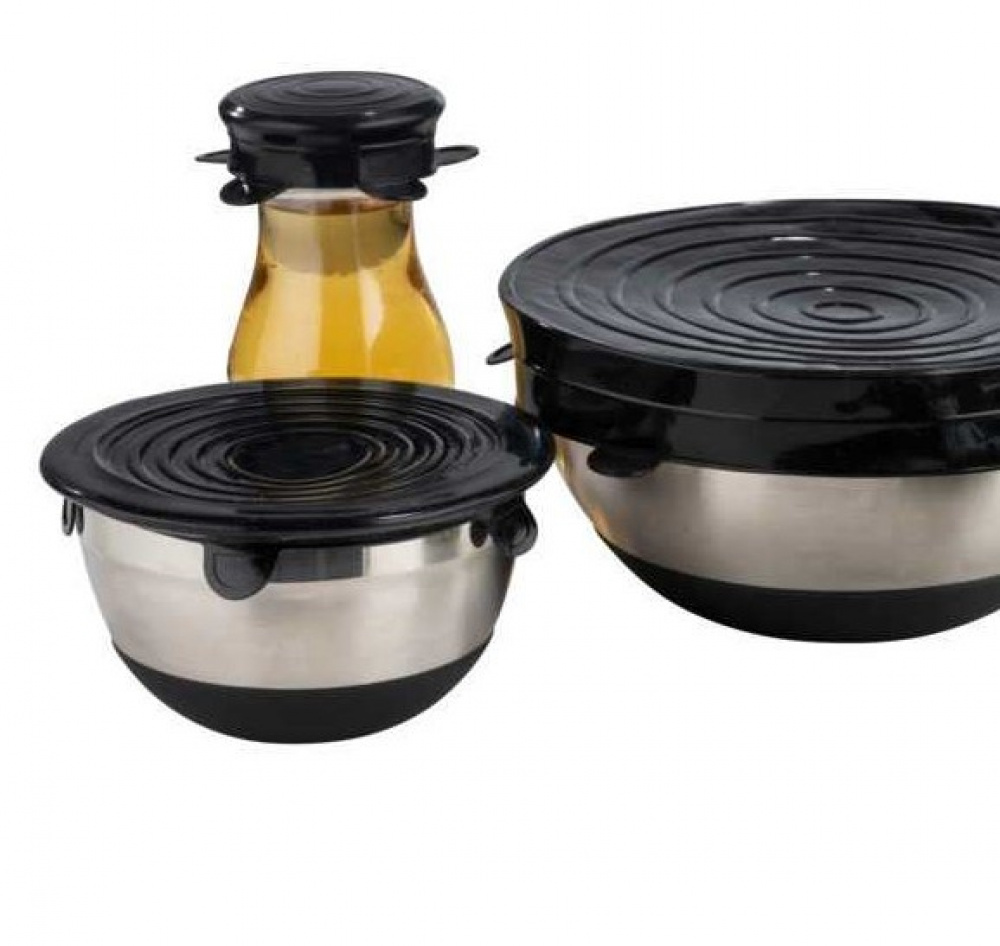Expandable, airtight lids, Set of 6, SILICONE STRETCH TOPS, Black in the group Storage / Kitchen storage at SmartaSaker.se (40571)