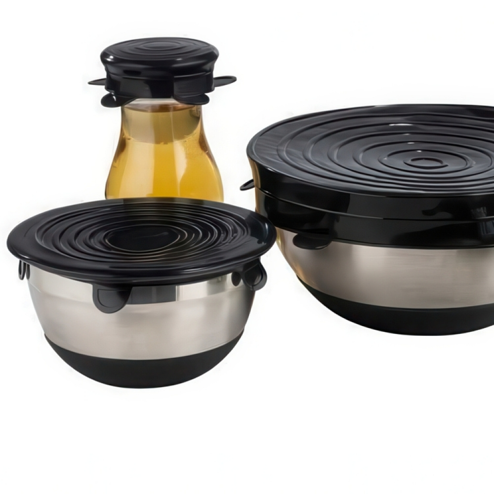 Expandable, airtight lids, Set of 6, SILICONE STRETCH TOPS, Black in the group Storage / Kitchen storage at SmartaSaker.se (40571)